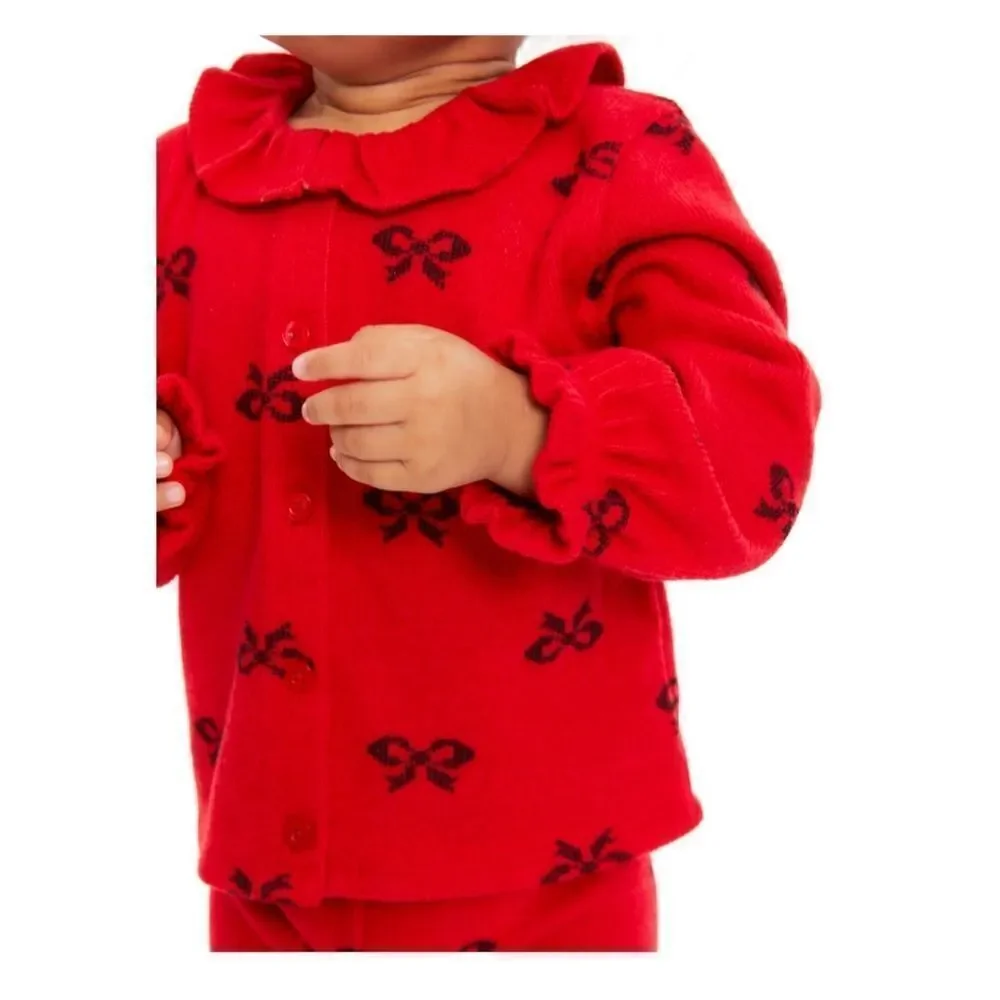 New baby girl Christmas outfit bundle of cardigan set and overall outfit